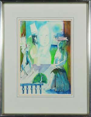 Joe Wols - Aquarel, Het lange wachten - Ingelijst verkocht voor € 1!