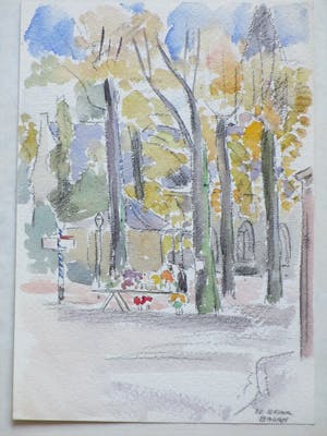 Han Krug - De Brink Baarn - Aquarel kopen? Bied vanaf 1!