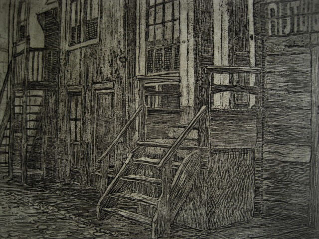 Johannes Josseaud - Mooie sfeervolle ETS Amsterdam "Driehoekstraat Jordaan" ca. 1910 kopen? Bied vanaf 1!