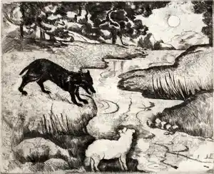 Jeanne Bieruma Oosting - Ets - De Wolf en het Lam verkocht voor € 50!