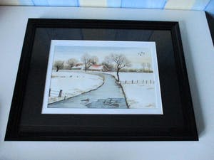 Ari Stolk - Winterlandschap boerderij, bevroren sloot en eenden kopen? Bied vanaf 60!