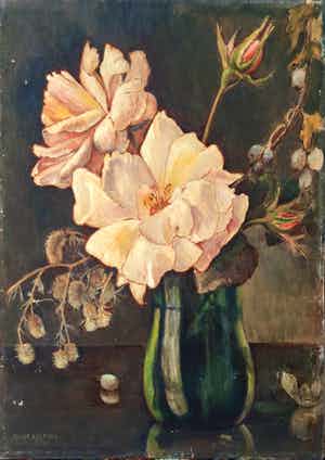 Marie Kelting - C3805-10 - Bloemstilleven met wilde roos verkocht voor € 150!