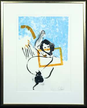 Hugo Claus - Litho, Zonder titel - Ingelijst verkocht voor € 50!