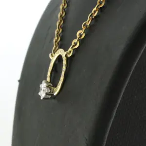 14k gouden collier bezet met briljant geslepen diamant 0.35 ct - 40 cm lang kopen? Bied vanaf 550!