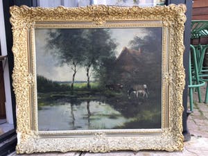 Jan Kelderman - C3473, koeien bij boerderij aan het water kopen? Bied vanaf 10!