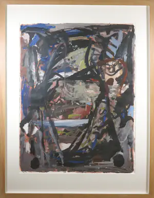 AcheterRene van den Broek - Tempera op papier, Tijdens de nacht - Ingelijst (Zeer groot)? Enchérissez de 1!
