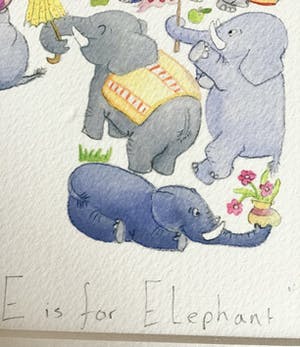 Curiosa - Louise Tate, zeefdruk E is for Elephant, gesigneerd kopen? Bied vanaf 1!