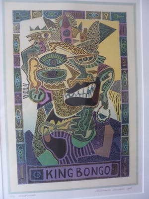 Maurice Lenders - Houtsnede. titel, King Bongo. kopen? Bied vanaf 35!