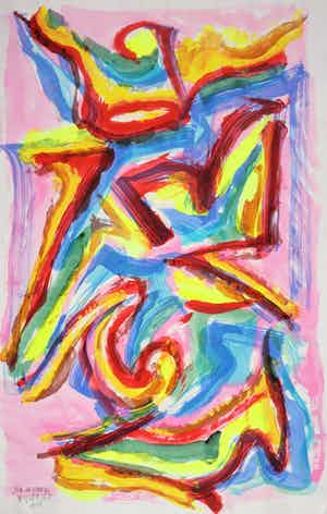 Ernst Vijlbrief - Gouache op papier, Joie de Vivre verkocht voor € 50!