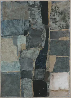 Jan Miechels - Acryl en collage, Kloof / Collage III - Ingelijst kopen? Bied vanaf 70!