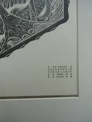 Johan Bernard Kamp - DE GREEP /// HOUTSNEDE VAN JOHAN BERNARD KAMP kopen? Bied vanaf 25!