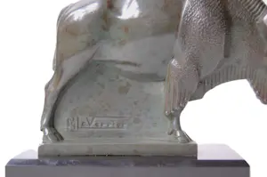 Max Le Verrier - Boekensteunen (2) - Gepatineerd metaal op marmer sokkel - Twee bizons kopen? Bied vanaf 750!