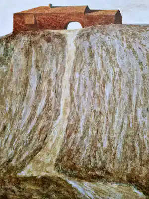 Mart Kempers - Grote kleuren litho- hoeve op heuvel Limburg - 1986 - zeer kleine oplage ! verkauft für € 50!
