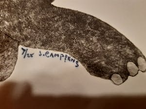 Jan Campfens - Ets: Zelfportret op een olifant kopen? Bied vanaf 35!