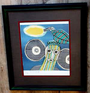 Corneille - Ingelijste zeefdruk - 1977 verkocht voor € 210!