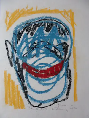 Simon Vinkenoog - Krijttekening: Spiegelbeeld - 2002 kopen? Bied vanaf 120!