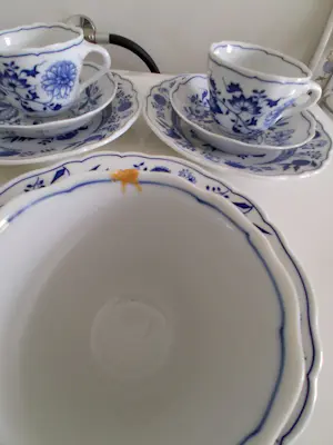 Hutschenreuther - Zwiebelmuster 3 bordjes 3 kop en schotel kopen? Bied vanaf 45!