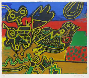 Corneille - Zeefdruk, Kip - Ingelijst kopen? Bied vanaf 250!