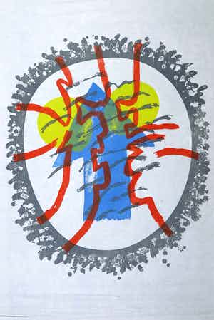 Jef Diederen - Houtsnede en litho op rijstpapier, Zonder titel verkocht voor € 35!