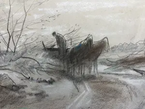 Anton Mauve (sr.) - Heidelandschap met twee houtsprokkelaars en een paardenkar op een pad kopen? Bied vanaf 240!