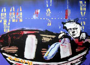 Herman Brood - zeer grote zeefdruk: Haven verkocht voor € 450!