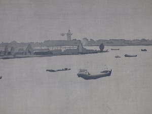 Jan Forrer - Riviergezicht met schepen - Ets kopen? Bied vanaf 1!