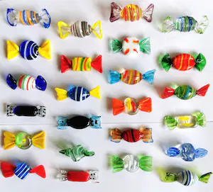 Seguso - 24x Murano Glas Snoepjes / Bonbons / Sweets - Vintage Kunst Venetië kaufen? Bieten Sie von 70!