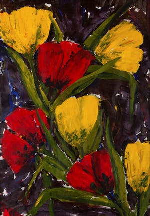 Niet of onleesbaar gesigneerd - Rozen - acrylverf op papier - BKR Hoofddorp kopen? Bied vanaf 10!