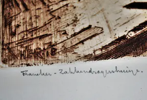 Hendrikus Roodenburg - Franeker, Zakkendragershuisje - ets (grote uitvoering) uit 1918 kopen? Bied vanaf 60!