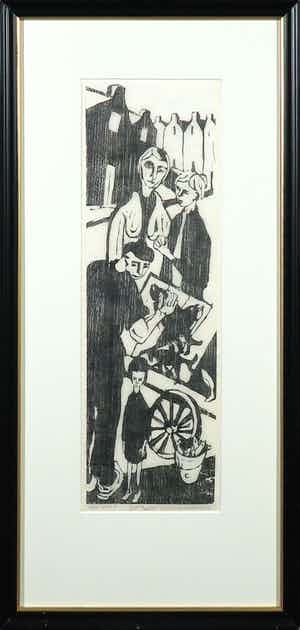 Fon Klement - Houtsnede op Japans papier, Het Kind - Ingelijst verkocht voor € 50!