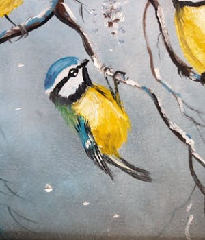 Henk Poeder - Drie kleine vogels in een winterse omgeving kopen? Bied vanaf 50!