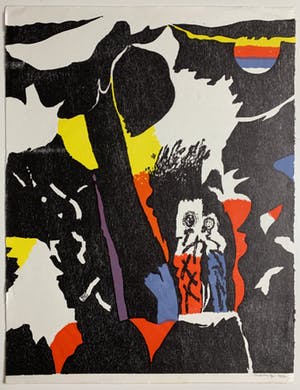 Jef Diederen - kleurenhoutsnede op Japans papier/rijstpapier - 1990 kopen? Bied vanaf 79!