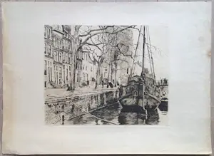 Willem Witsen - Schip in Oude Waal bij Montelbaanstoren, ets (1e staat) kopen? Bied vanaf 250!