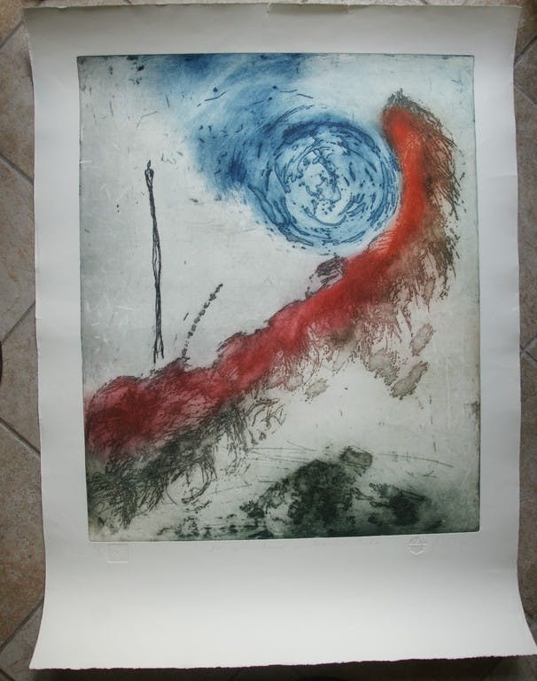 Ad Arma - Ad Arma - "Tot op de heuvel in het late licht" - zeer grote ets - jaar: 1992 kopen? Bied vanaf 1!