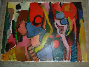Piet Wiegman (II) - Abstracte kleurrijke compositie - Olieverf op doek kopen? Bied vanaf 100!