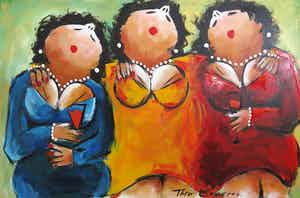 Theo Broeren - Acryl op doek, Daar zijn we weer (Zeer Groot) verkocht voor € 100!