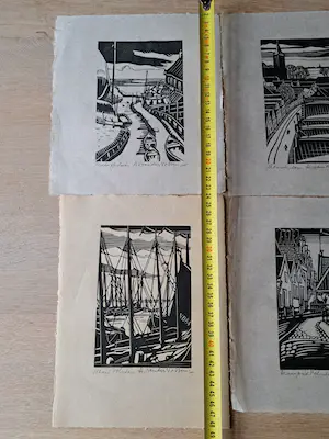 Andre van der Vossen - 4 houtsnede grafiek kopen? Bied vanaf 125!