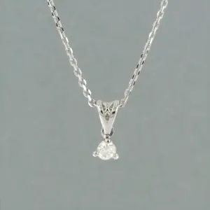 14k wit gouden collier met solitair hanger met briljant geslepen diamant 0.09ct kopen? Bied vanaf 185!