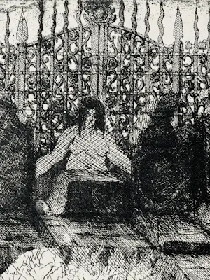 Peter Ackermann - Weiblicher Akt auf Friedhof. Original Ätz-Radierung 1971 kopen? Bied vanaf 85!