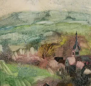 Niet of onleesbaar gesigneerd - Gemengde techniek op karton, Landschap Vroenhoven kopen? Bied vanaf 1!