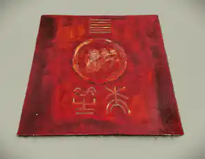 Buy Walter van Oel - groot reliëf rood gelakt olieverf op doek "honouring Chinese characters"? Bid from 99!