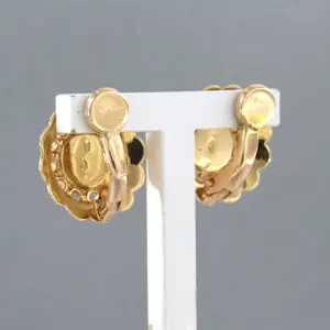 14k geel gouden oorclips bezet met granaat - 5.1 gram kopen? Bied vanaf 500!