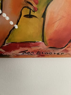 Theo Broeren - Glicée met acryl op doek ‘Keuvelen’ kopen? Bied vanaf 80!