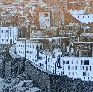 Jos van de Pol - Jos van der Pol - ets - "gezicht op de oude stad" - nov 1997 verkocht voor € 45!