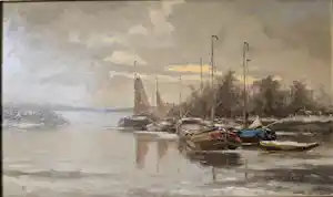 Jan Schaeffer - Boten aangemeerd op plas kopen? Bied vanaf 149!