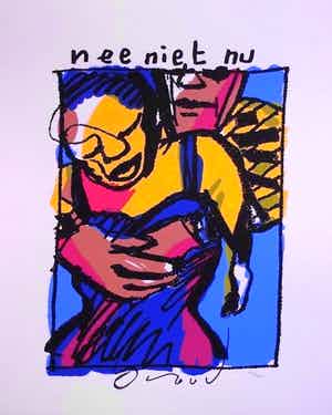 Herman Brood - Kleurenzeefdruk NEE NIET NU Handgesigneerd verkocht voor € 245!