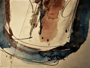 Henk van den Idsert - Zeldzaam impress. Aquarel / Inkt (op ABN/AMRO Enveloppe) "Naakt" gesigneerd kopen? Bied vanaf 60!