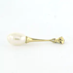 14k geel gouden hanger met een parel - afm. 2.5 cm x 5.9 mm kopen? Bied vanaf 45!