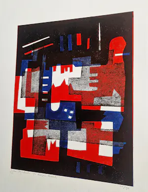 Jan Michels - een fraaie Gouache "Mediterranée" en een abstract kleuren litho - bep. oplage kopen? Bied vanaf 58!