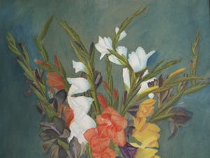 Niet of onleesbaar gesigneerd - Ingelijste gouache , “Bloemen in Vaas” - 1943 kopen? Bied vanaf 1!